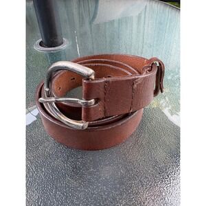 Crossroads Mens Brown Leather Belt Solid Brass Buckle Vintage 34 36